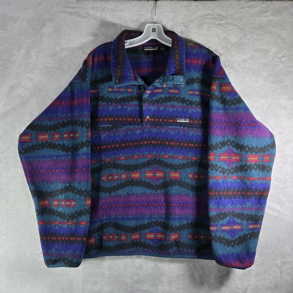 Patagonia Other - Patagonia Synchilla Snap-T Sacajawea Bluegrass Aztec Men Size Large Blue Vtg USA